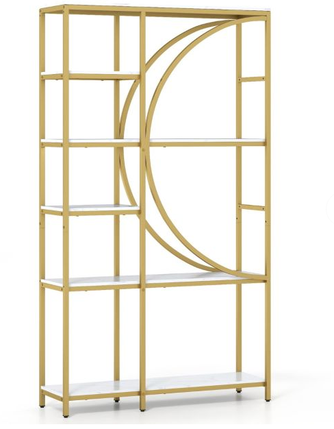 Coast Halfronde Boekenkast met 6 Niveaus – 100 x 30 x 177 cm – Wit