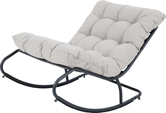 AXI Ruby Schommelstoel Zwart/beige – Schommelstoel Buiten - met Dikke Kussens – Metalen Frame – Lounge Tuinstoel met Schommelfunctie