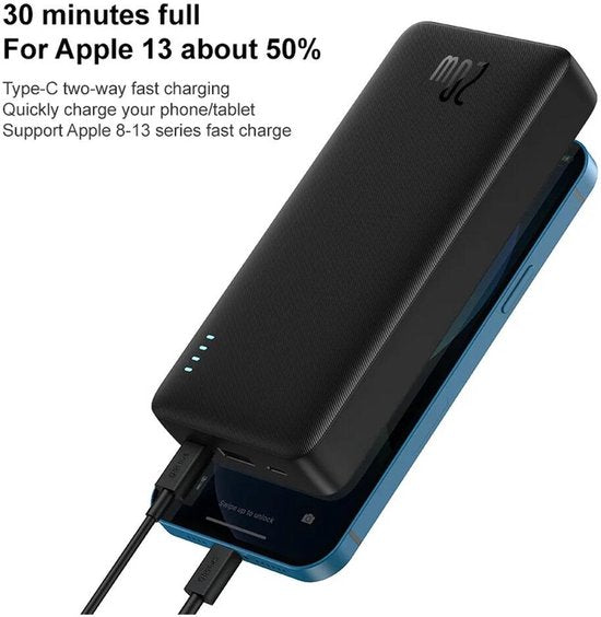 Baseus Airpow - Powerbank - 20W - 20000mAh - USB-A & USB-C Kabel