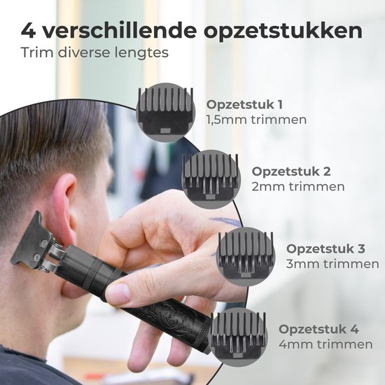 Nuvance Tondeuse Mannen - Tondeuse Hoofdhaar - Inclusief 4 Opzetstukken - Baardtrimmer en Haartrimmer - Tondeuses - Usb Oplaadbaar