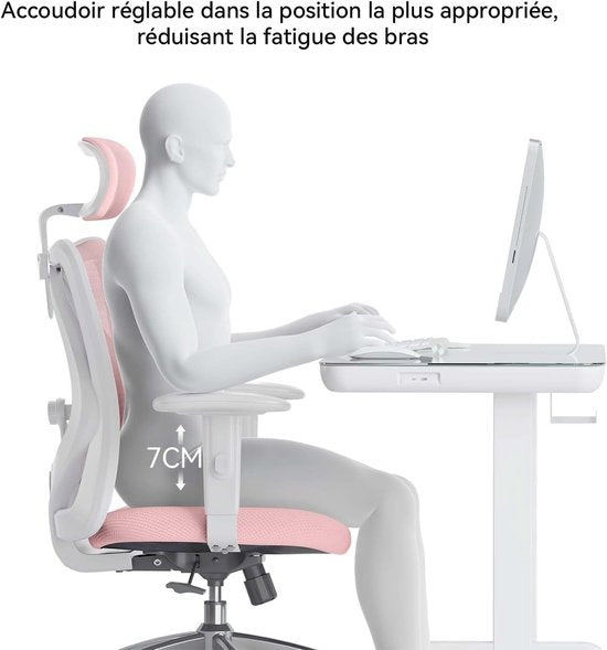 SIHOO M18 Ergonomische Bureaustoel-Ademend Mesh Design-Verstelbare Hoofdsteun & Lendensteun-Grijs