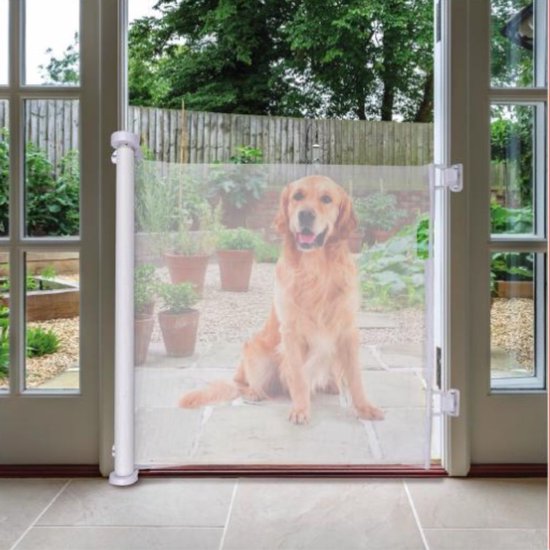maxxpro Uitschuifbaar Hekje - 11 x 160 x 86 CM - Bediening met 1 Knop - Flexibel - Wit
