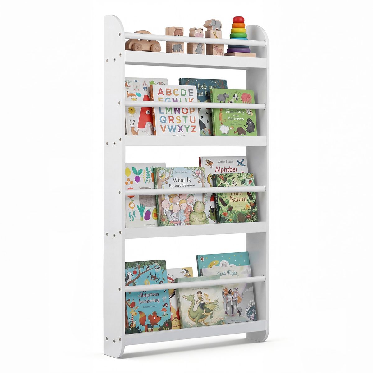 Coast Kinderboekenkast wandrek - ruimtebesparend met 4 planken - wit