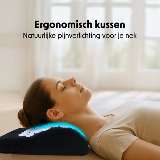 LifeGoods Acupressuur Mat XL - met Kussen - Shakti mat - Spijkermat Incl. 2x Triggerpoint Bal - 128x48x2cm - Zwart/Wit