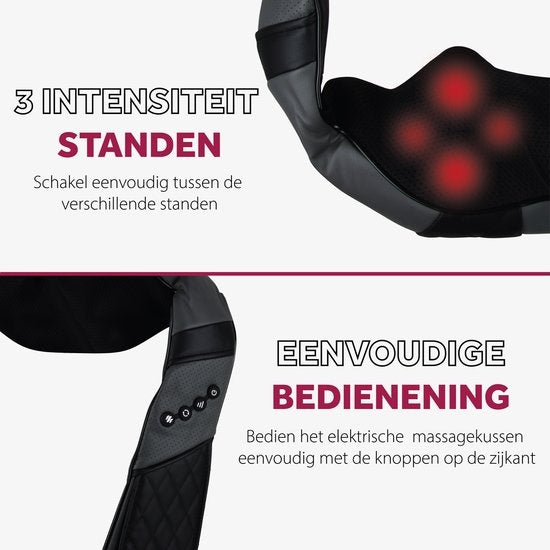 Northwall Shiatsu Massagekussen - Nekmassage apparaat - Infrarood Warmtefunctie - Massage Kussen met Luxe Draagtas