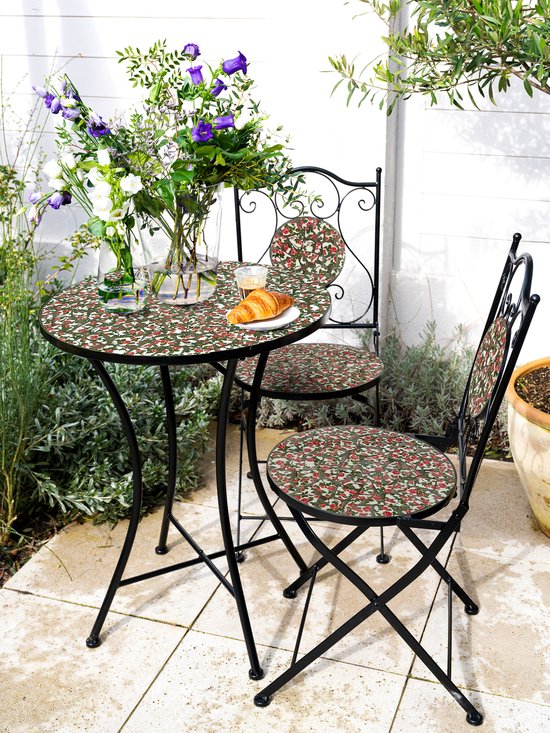 AXI Amélie Bistroset Mozaïek Bloemen Roze - Metalen frame met keramische tegeltjes – Balkonset 2 stoelen en tafel