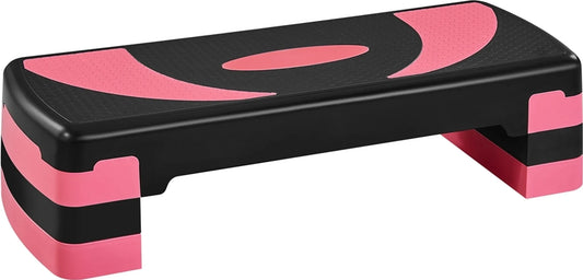 Yaheetech Aerobic Stepper Verstelbaar – 79,5 x 30 x 20 cm – Voorzien Van 3 Hoogte-instellingen En Antislip Oppervlak En Rubberen Beschermvoetjes – Voor Thuisgym En Conditietraining – Zwart En Roze Kunststof