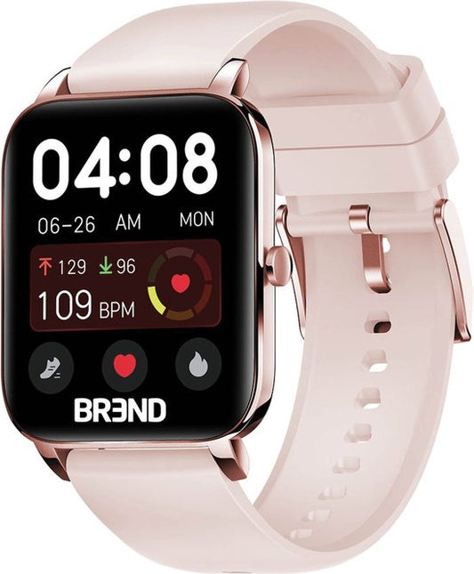 BREND Smartwatch voor Dames en Heren - Stappenteller, Bloeddrukmeter en Hartslagmeter - Sporthorloge - Waterdicht – Roze