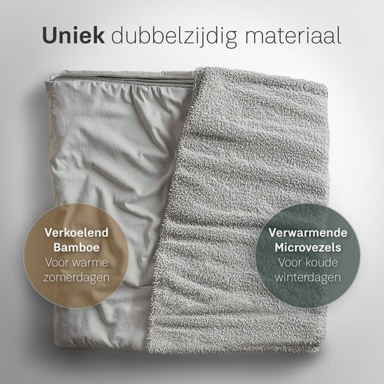 CozySense® Verzwaringsdeken Hoes 140x200 - Dubbelzijdig Materiaal - Voor Elk Seizoen - 360° Rits Technologie - Hypoallergeen & OEKO-TEX® - Grijs