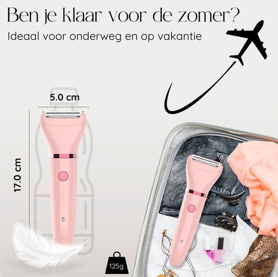 2-in-1 Ladyshave + 2 Extra Scheerkoppen - Gezicht - Oksels - Benen - Bikinilijn - Scheerapparaat Vrouw - Elektrisch Ontharen - Haarverwijderaar Dames - Trimmer Vrouw - Intieme Zone Schaamhaar - Ladyshaves Bikini