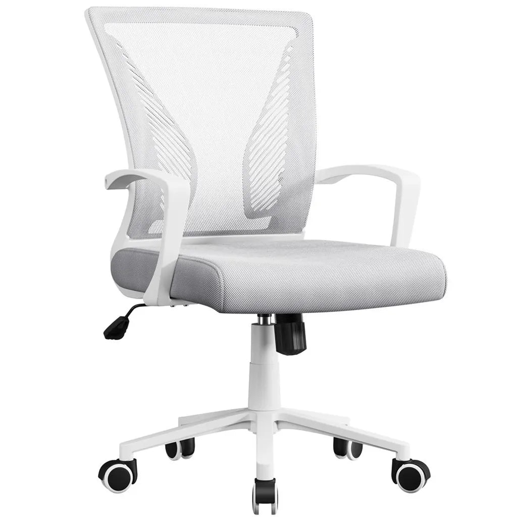 Yaheetech Ergonomische Bureaustoel Verstelbaar Mesh, Lichtgrijs