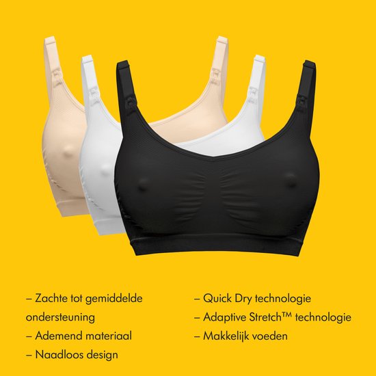 Medela Keep Cool bh - Naadloze voedingsbh - Zwangerschapsbh met 2 ademende zones - Soft Touchmateriaal - Wit - Maat XL