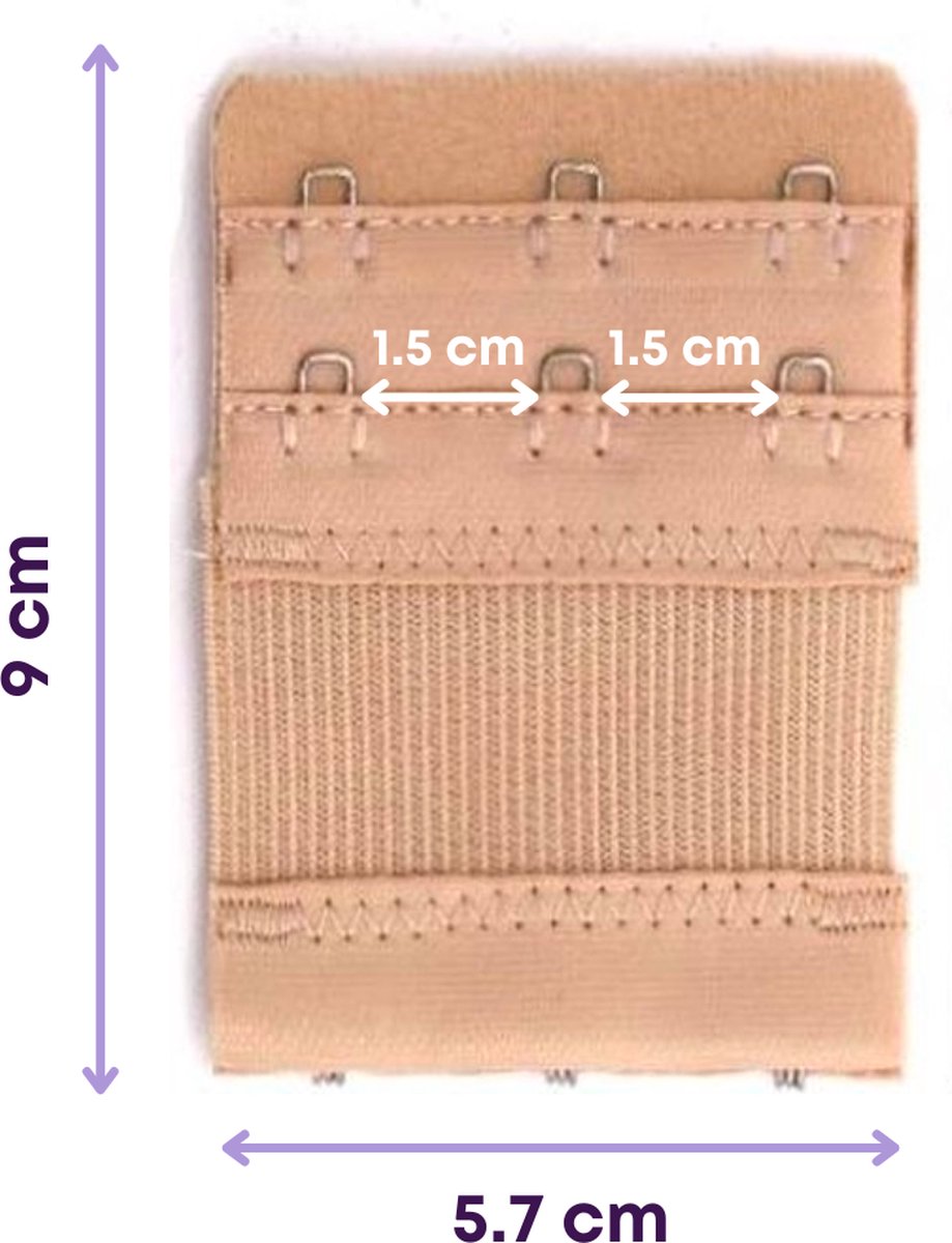 BH Verlengstuk 3 Haakjes 3-Pack Elastisch Zwart