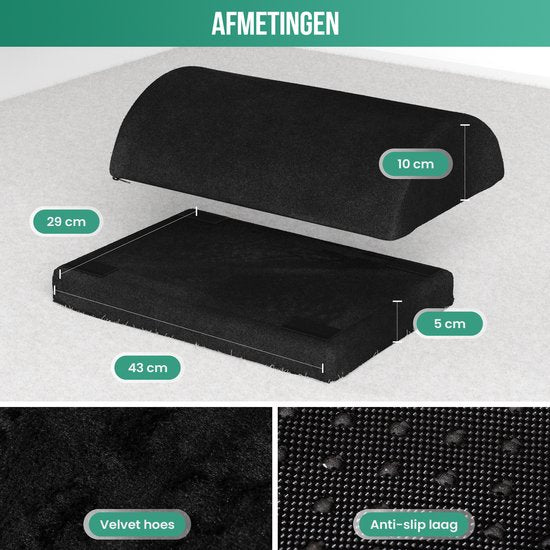 Avalo Voetensteun Bureau Stof - zwart