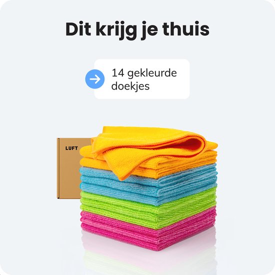 LUFT Microvezel doekjes - 14 stuks - 30x30cm - Geschikt voor raam, schoonmaak, ruiten, auto - Wisser - Reiniger - Schoonmaak doeken - Poets doek - Droogdoek - Vaatdoekjes