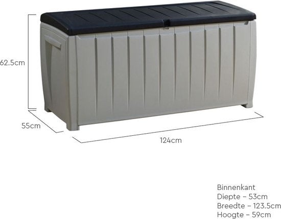 Keter Novel Opbergbox - 340L - 124x55x62.5cm - Grijs