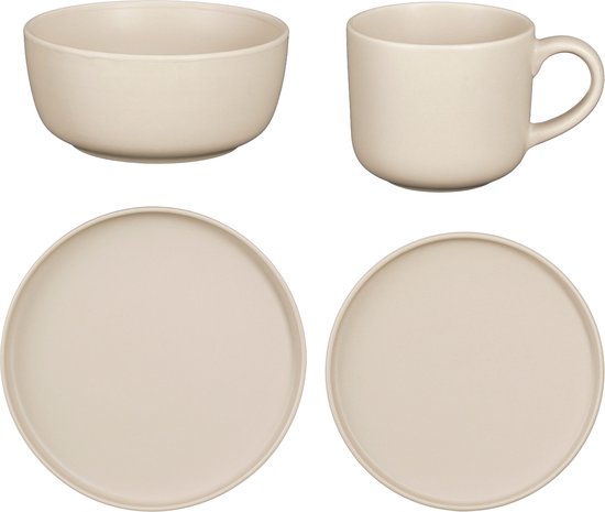 Mica Decorations Ozzu Serviesset 4 Persoons - Steengoed - Taupe