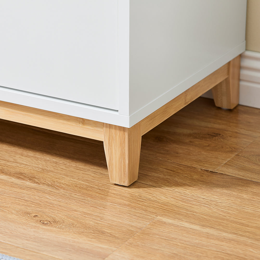 SoBuy FSB97-WN Multifunctionele opbergkast grijs 60x34x85cm met laden, verstelbare planken en dubbele deuren