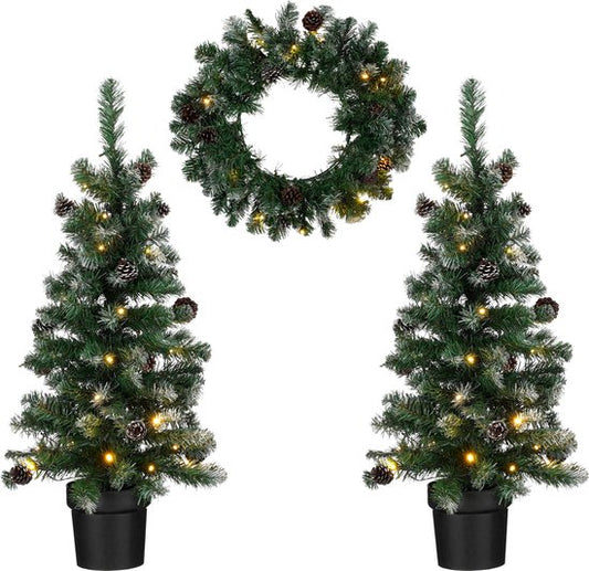 Black Box Trees Norton Kerstbomen en Krans - Led lampen op Batterijen - PVC - 45x90 cm