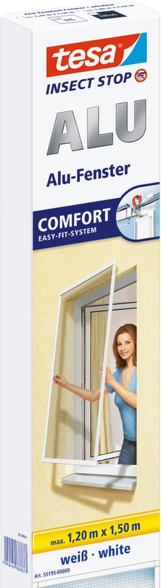 tesa ALU COMFORT 55195-00002-00 Vliegenhor (b x h) 1200 mm x 1500 mm Wit 1 stuk(s)