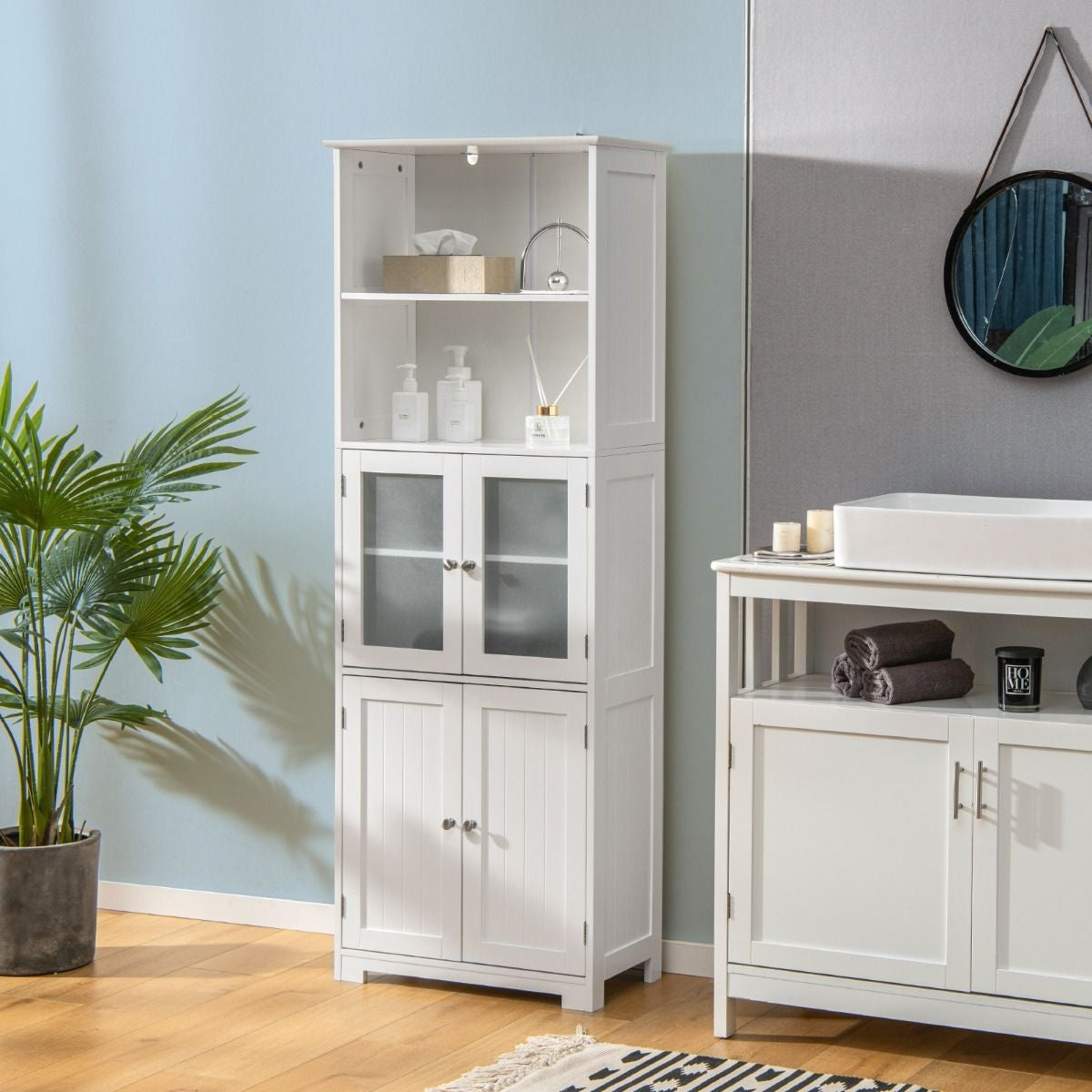 Coast Badkamerkast - MDF met glas - 60 x 30 x 163 cm - Wit