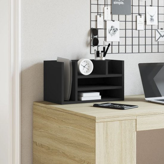 vidaXL - Bureau - organiser - 44,5x24x25 - cm - bewerkt - hout - zwart