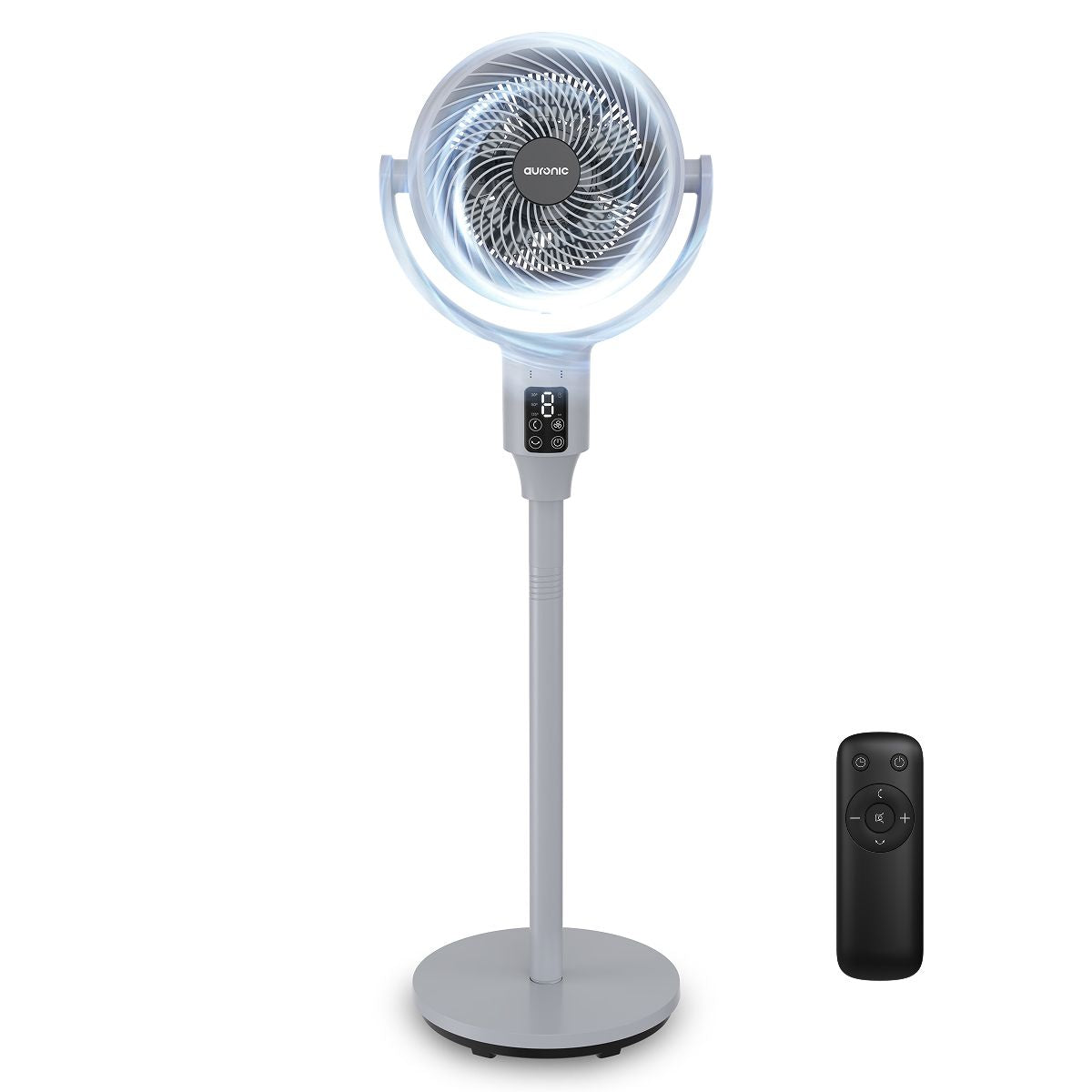 Auronic Statiefventilator - 59/108 cm - 9 Standen - 90° Oscillatie - Afstandsbediening - Fluisterstil - Grijs