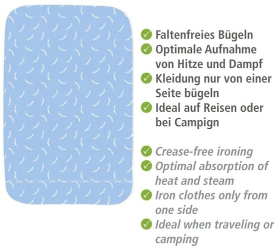 WENKO Air Comfort, Strijkijzermat, Blauw, Patroon, Katoen, 1300 mm, 650 mm