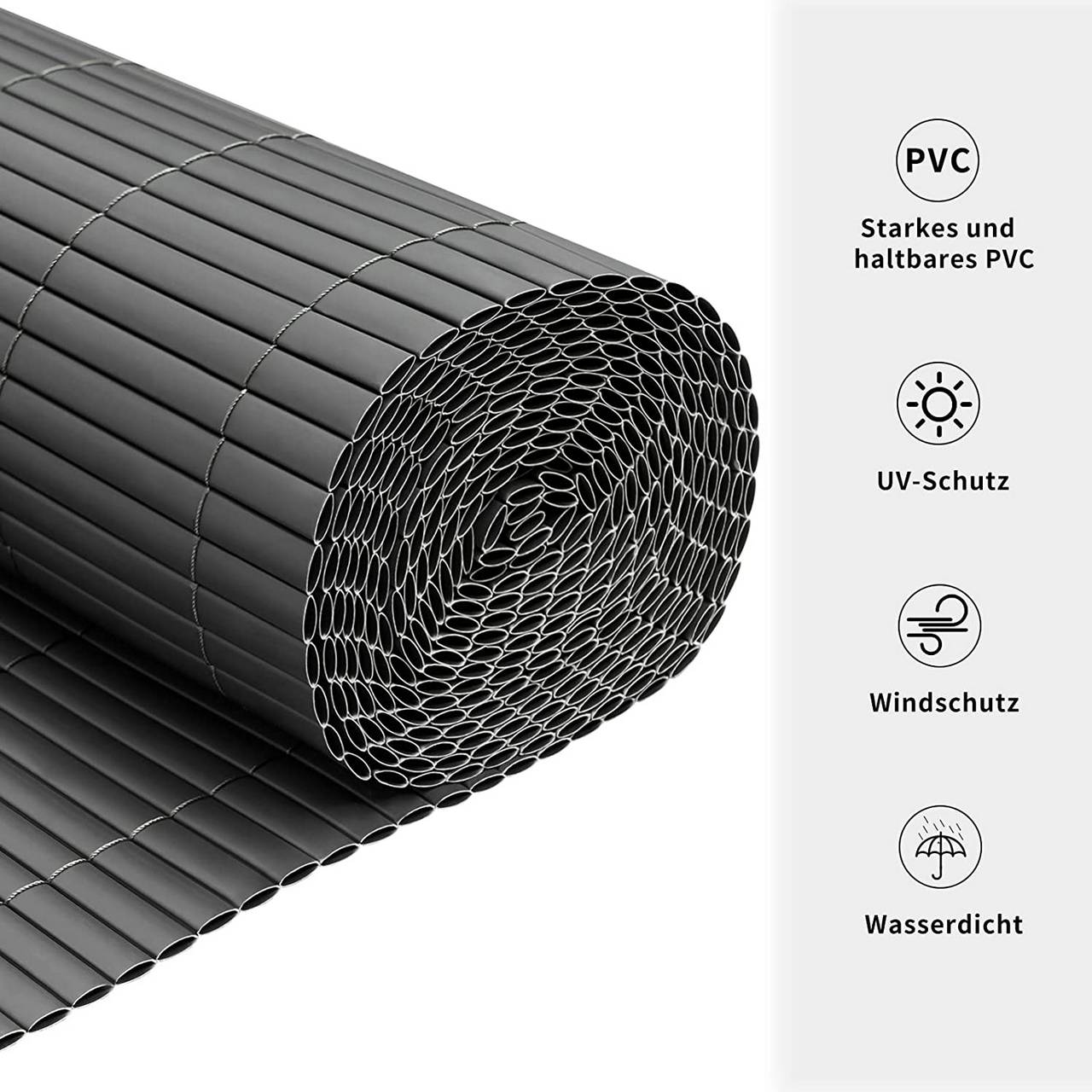 WOLTU PVC Privacymat - Windscherm - Grijs - 400x100cm