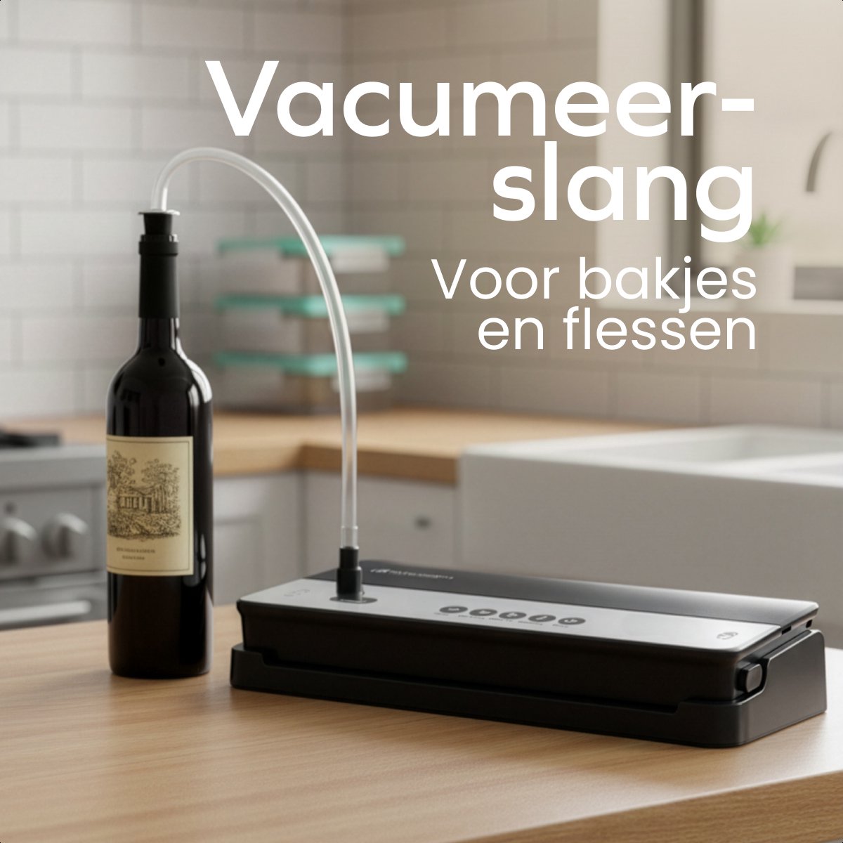 KitchenBrothers vacumeermachine advance - 8L/min - 4 standen - 28x600cm rol - zwart - compact 39x18x7,5 cm