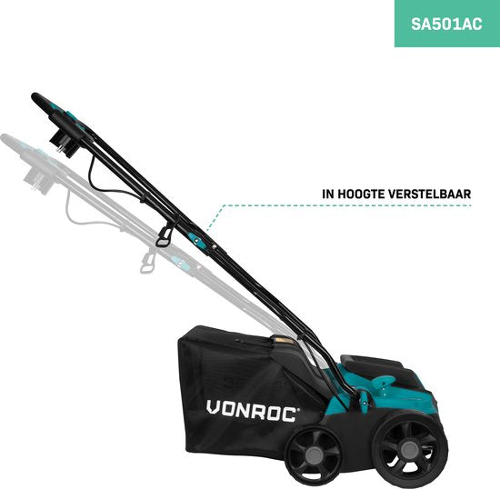 VONROC Elektrische verticuteermachine - gazonbeluchter – 1300W – maaibreedte 320 mm – 4 dieptestanden (12/9/6/3 mm) – incl. 35L. opvangbak