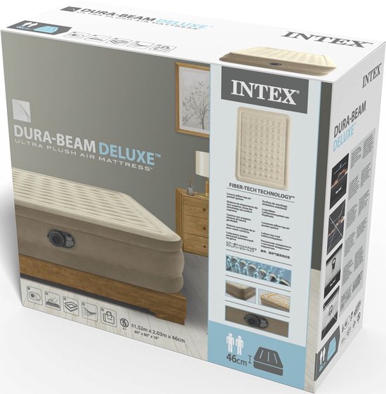 Intex Queen Ultra Plush Luchtbed met ingebouwde pomp - 152x203x46cm