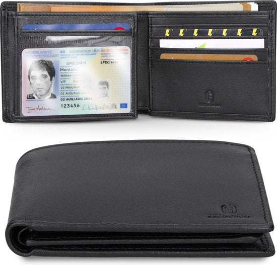 Castagnola Leren Portemonnee - Portefeuille Heren met Kaarthouders - Zonder Muntvak - 12 Pasjes en 2 Biljetvakjes - Anti Skimming en Hacking