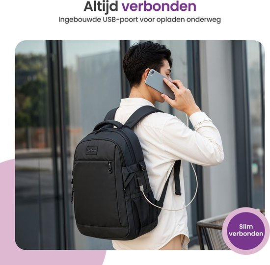 Gofun Rugzak – 35L – 15,6 inch – Waterafstotend & Anti-diefstal – USB-aansluiting – Rugtas – Schooltas – Laptoptas – Zwart