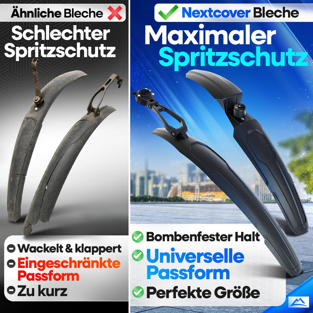 Nextcover MTB Spatbord Set Voor- en Achter - Zwart - 60 x 8 x 1,3 cm - Geschikt voor 24-29 inch fietsen