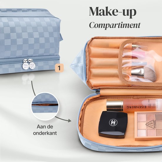 SC Travel Essentials - Toilettas en Make-up Organizer - Waterdicht en Compact - Geschikt voor Reis en Dagelijks Gebruik - Unisex - Lichtblauw