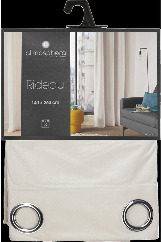 Atmosphera gordijn lilou - L260 x B140 cm - ivoor wit - polyester - met ringen