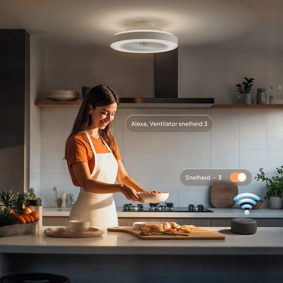Avacy Plafondventilator met Verlichting - Plafondlamp Ventilator - Plafonniere - LED RGBW - Tuya Wifi Smart - Afstandsbediening - ⌀ 50cm - Wit
