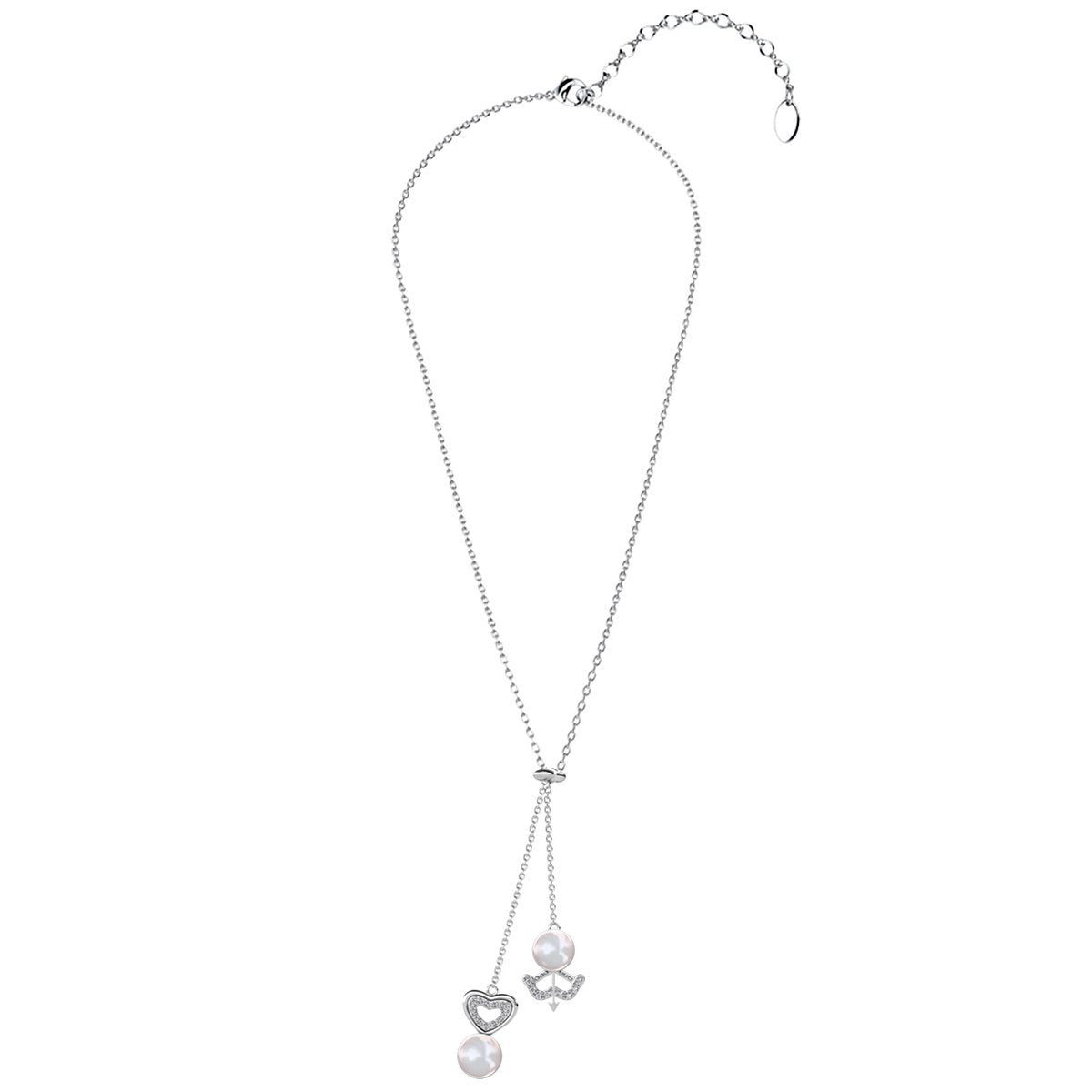 Elegante Ketting met Parel & Kristallen – Zilverkleurig – Luxe Geschenkverpakking – Dames Sieraad