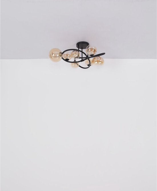 Globo - hanglamp - Tuberius - messing zwart - glas metaal - Ø 65cm - G9 - 56141-8H
