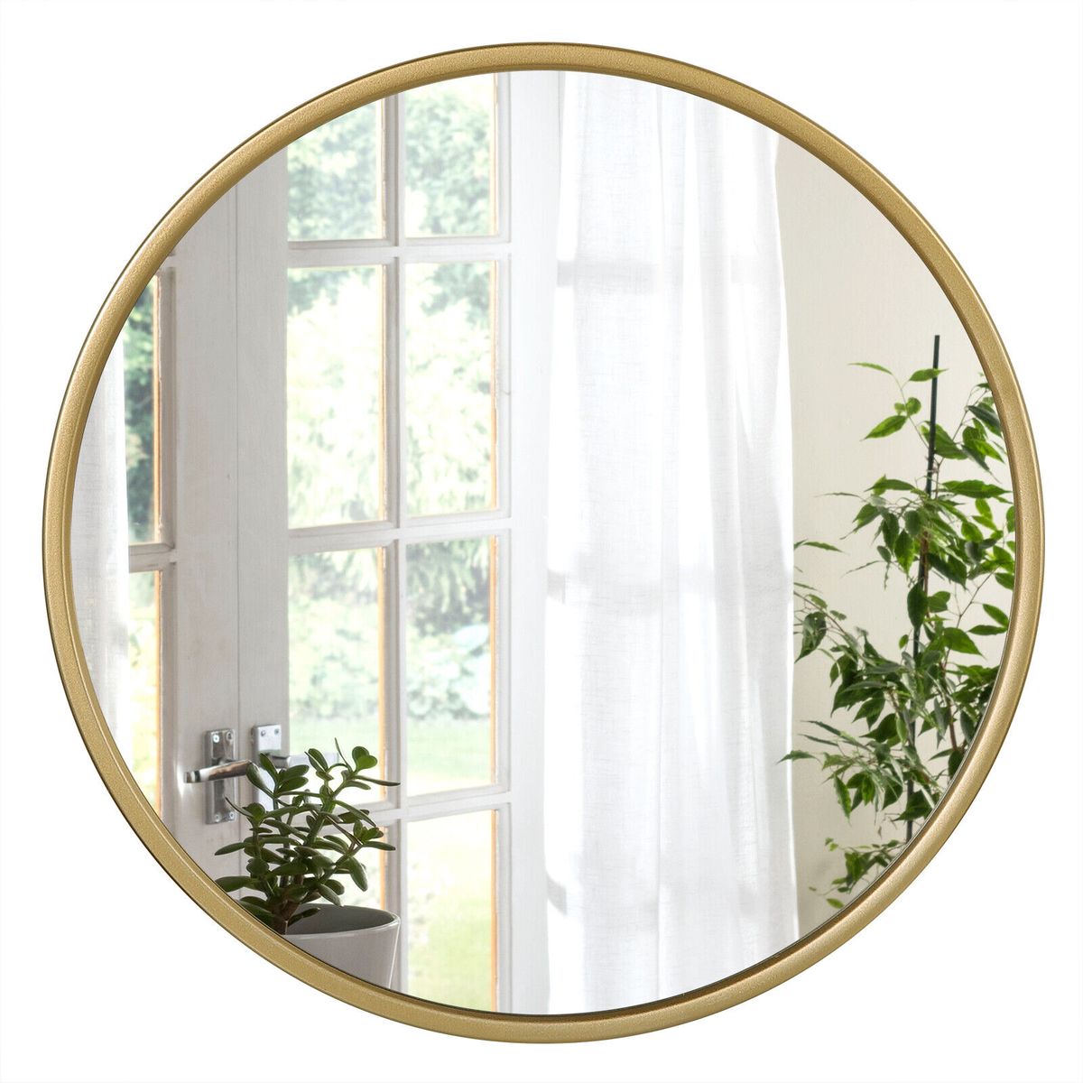 Woltu Ronde Wandspiegel 50 x 50 cm - Gouden Frame - Moderne Spiegel voor Badkamer, Slaapkamer en Hal