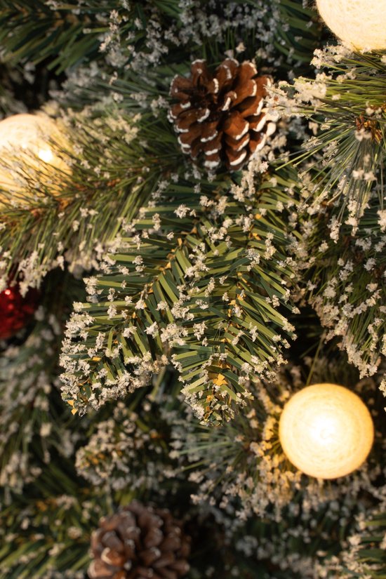 Black Box Trees Kaprun Kunstkerstboom met Verlichting - Kunst Kerstboom H90 x Ø51 cm - in Pot met Versiering - Groen, Rood, Frosted