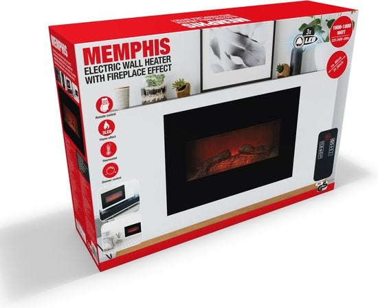 Classic Fire Elektrische Sfeerhaard Memphis - Afstandsbediening en Timer - LED Vlammen - 1800W - Zwart