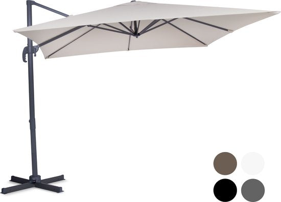 VONROC Zweefparasol Pisogne – Kantelbaar & 360° Draaibaar – 300 x 300 x 260 cm – Beige