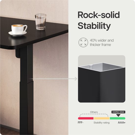 Desktronic HomeOne Zit-sta Bureau Elektrisch In Hoogte Verstelbaar Frame Zwart 120x60-160x80cm Bureaublad