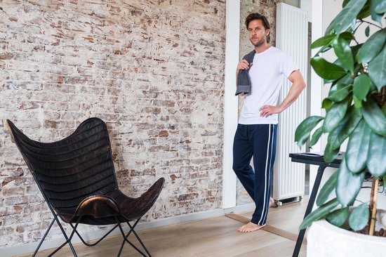 Pierre Calvini - Joggingbroek Heren - 2 Pack - Navy Antraciet - M - Pyjama Heren - Joggingbroek Heren Rechte Pijp - Trainingsbroek Heren - Huispak Heren