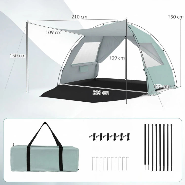 Coast Strandtent UV50+ - Afsluitbaar - Mesh Ramen - Zandzakken - Artikel 10325