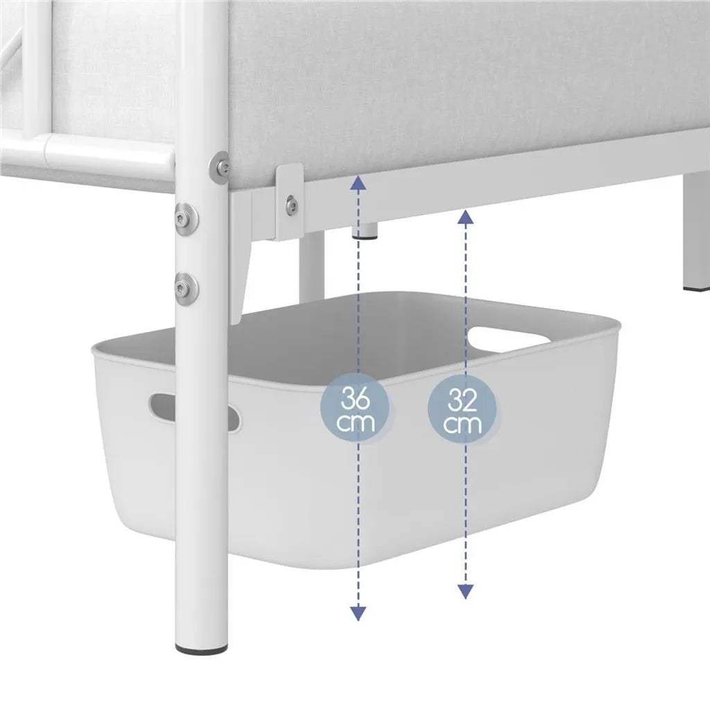 Yaheetech Metalen Bedframe - Lattenbodem - 140 x 200 cm - 32 cm Opbergruimte - Wit