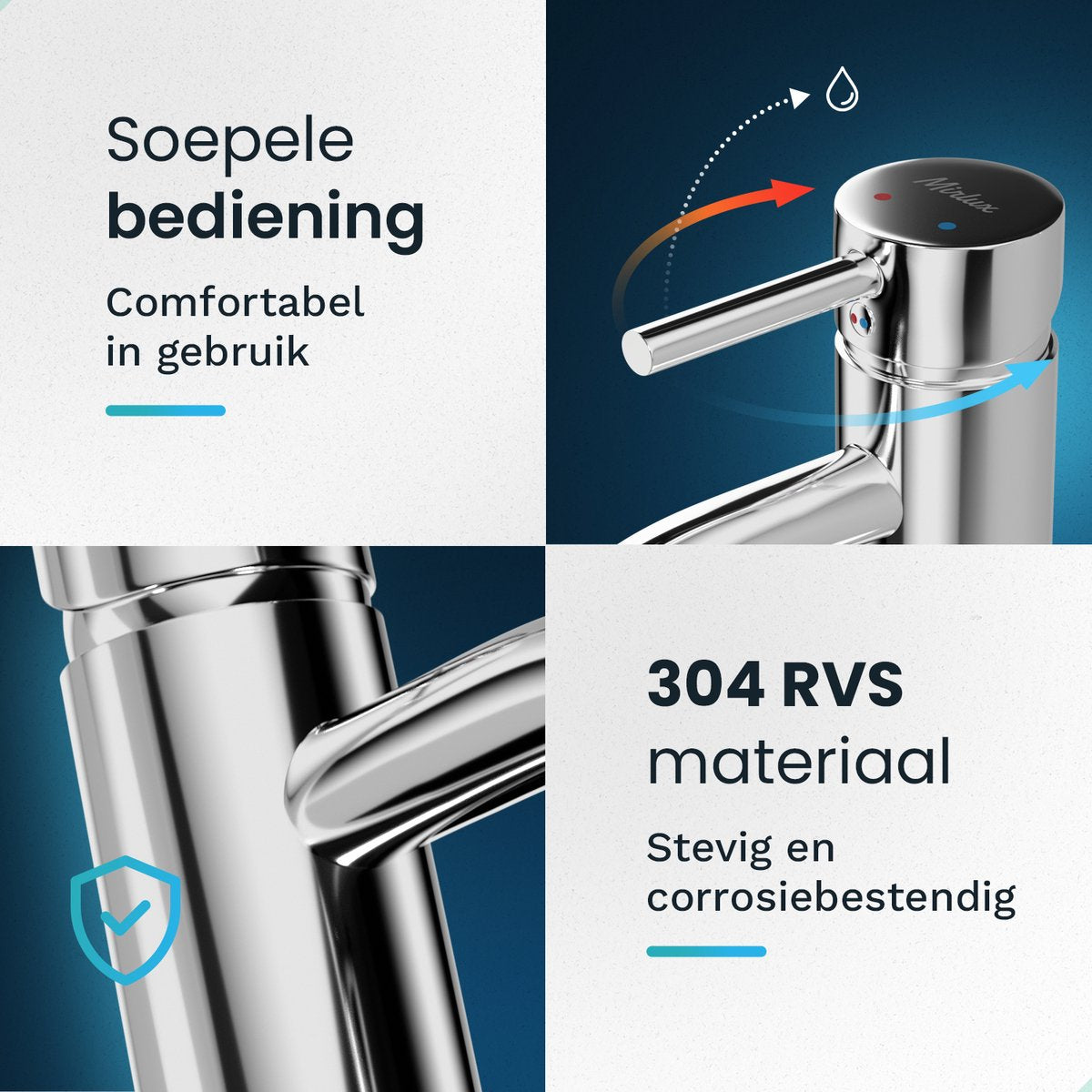 Mirlux Wastafelkraan Chrome 29,5 x 17,2 x 5 cm – Badkamer Mengkraan Koud & Warm Water – Fonteinkraan / WC Kraan