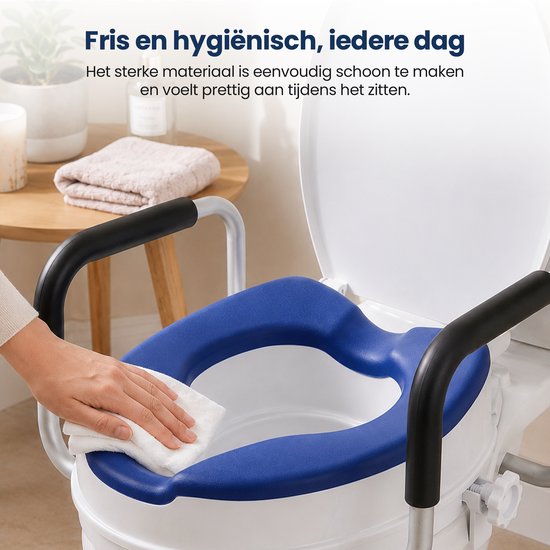 Truesafe Toiletverhoger 10 cm - Universele maat - Met armleuning en deksel - Verhoogde WC bril - Ergonomisch zitkussen - Verhoger voor volwassenen & senioren